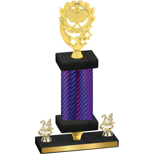 Premium Single Purple Carbon Fiber Year Pickleball Trophy