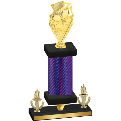 Premium Single Purple Carbon Fiber Victory Pickleball Trophy