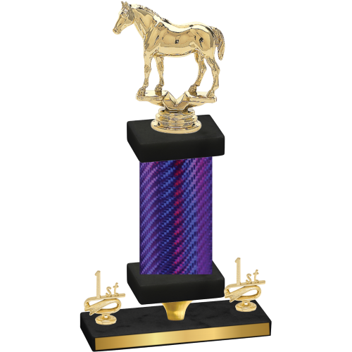 Premium Single Purple Carbon Fiber First Place Horses Trophy