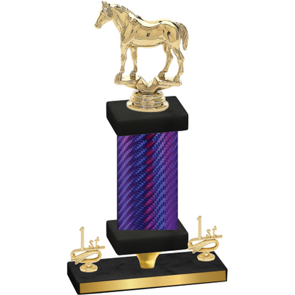 Premium Single Purple Carbon Fiber First Place Horses Trophy