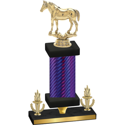 Premium Single Purple Carbon Fiber Victory Horses Trophy