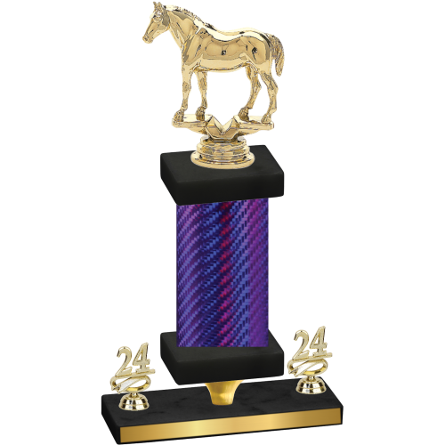 Premium Single Purple Carbon Fiber Year Horses Trophy