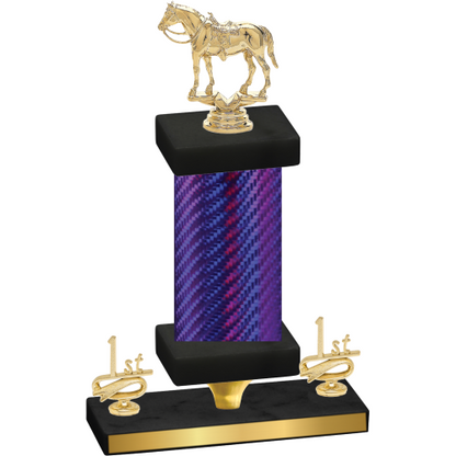 Premium Single Purple Carbon Fiber First Place Horses Trophy