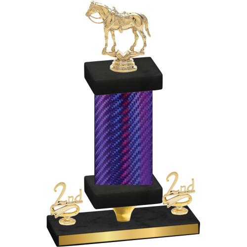 Premium Single Purple Carbon Fiber Second Place Horses Trophy