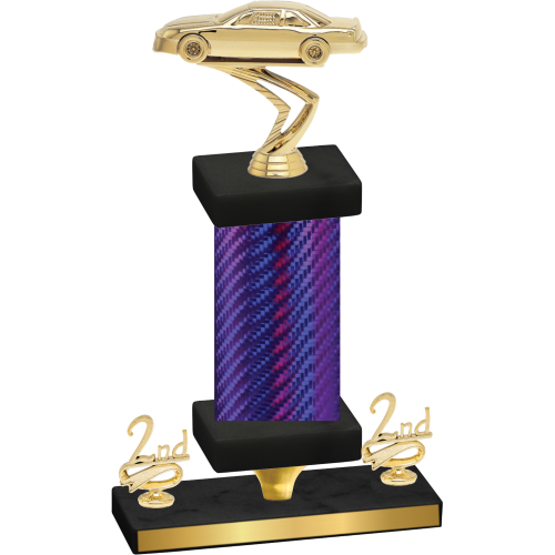 Premium Single Purple Carbon Fiber Second Place Cars Trophy