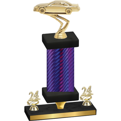 Premium Single Purple Carbon Fiber Year Cars Trophy