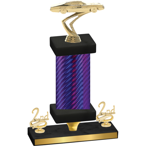 Premium Single Purple Carbon Fiber Second Place Cars Trophy