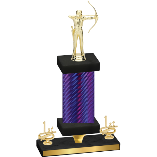 Premium Single Purple Carbon Fiber First Place Archery Trophy