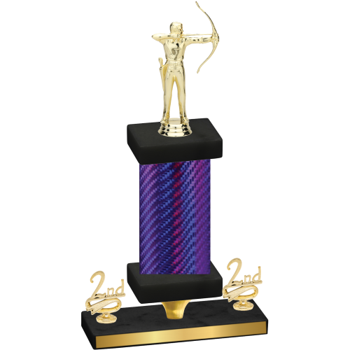 Premium Single Purple Carbon Fiber Second Place Archery Trophy