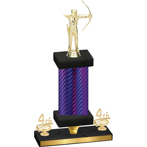 Premium Single Purple Carbon Fiber Fourth Place Archery Trophy