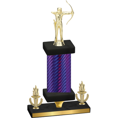 Premium Single Purple Carbon Fiber Victory Archery Trophy