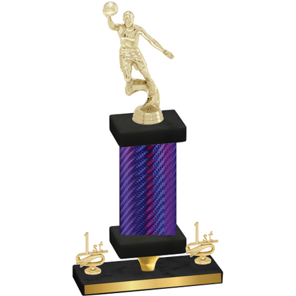 Premium Single Purple Carbon Fiber First Place Basketball Trophy