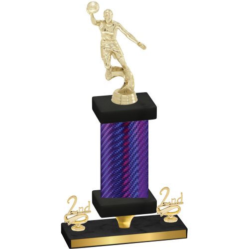 Premium Single Purple Carbon Fiber Second Place Basketball Trophy