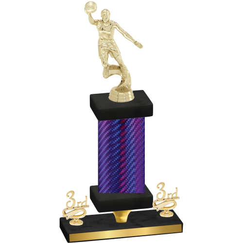 Premium Single Purple Carbon Fiber Third Place Basketball Trophy