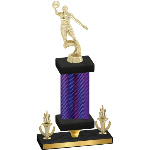 Premium Single Purple Carbon Fiber Victory Basketball Trophy