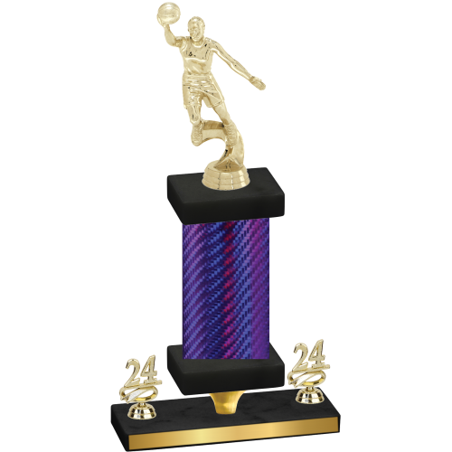 Premium Single Purple Carbon Fiber Year Basketball Trophy