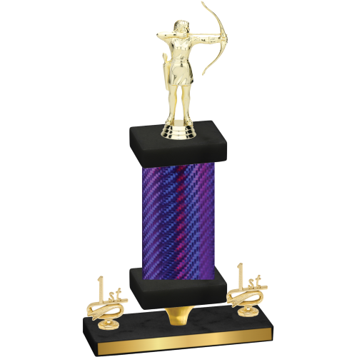 Premium Single Purple Carbon Fiber First Place Archery Trophy