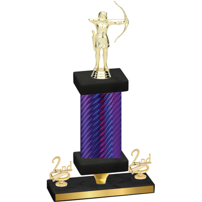 Premium Single Purple Carbon Fiber Second Place Archery Trophy