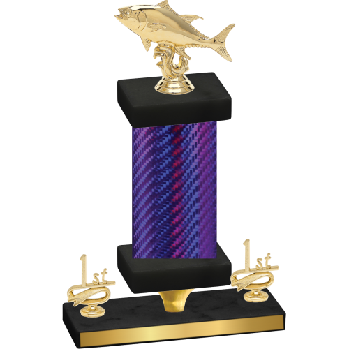 Premium Single Purple Carbon Fiber First Place Fishing Trophy