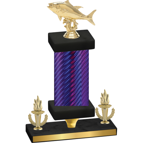 Premium Single Purple Carbon Fiber Victory Fishing Trophy