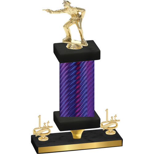 Premium Single Purple Carbon Fiber First Place Shooter Trophy