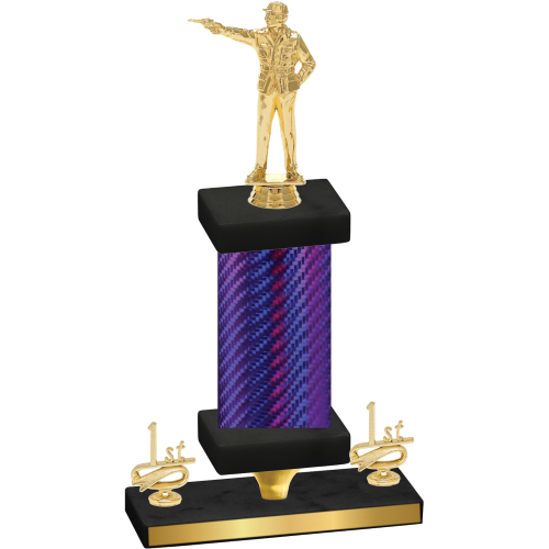 Premium Single Purple Carbon Fiber First Place Shooter Trophy