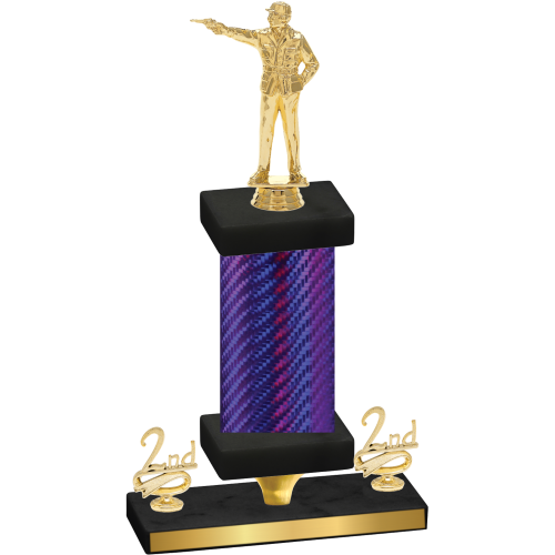 Premium Single Purple Carbon Fiber Second Place Shooter Trophy