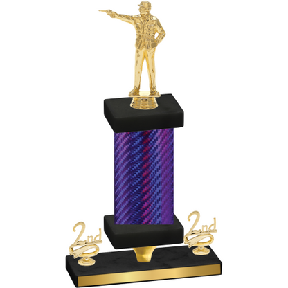 Premium Single Purple Carbon Fiber Second Place Shooter Trophy