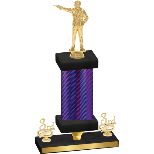 Premium Single Purple Carbon Fiber Third Place Shooter Trophy