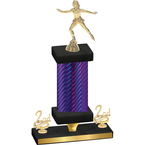 Premium Single Purple Carbon Fiber Second Place Skater Trophy