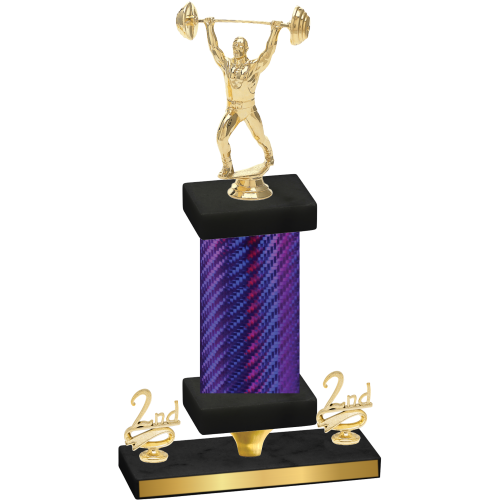 Premium Single Purple Carbon Fiber Second Place Weights Trophy