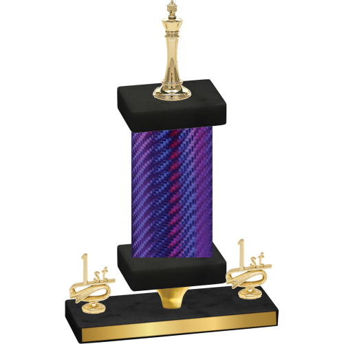 Premium Single Purple Carbon Fiber First Place Chess Trophy