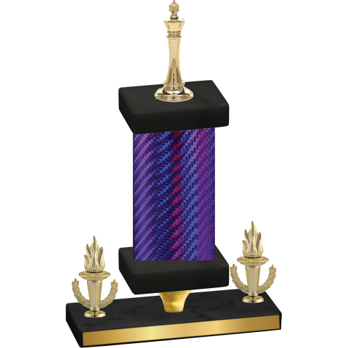 Premium Single Purple Carbon Fiber Victory Chess Trophy