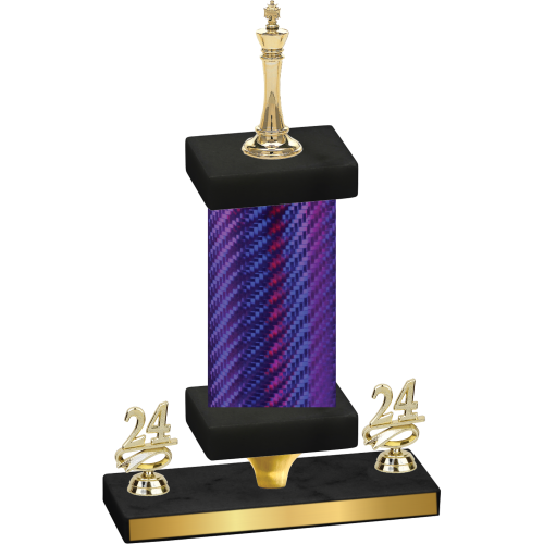 Premium Single Purple Carbon Fiber Year Chess Trophy