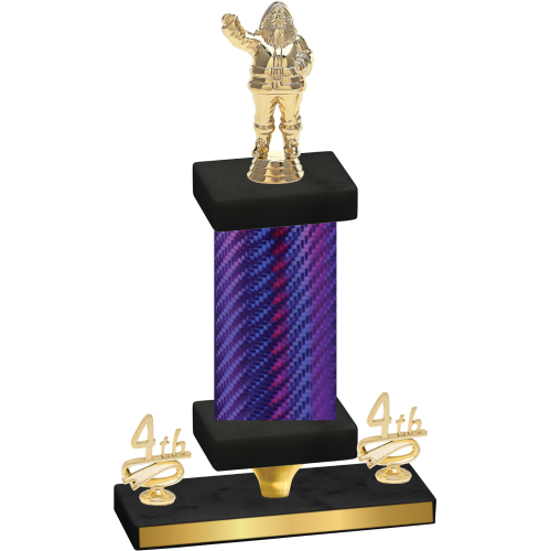 Premium Single Purple Carbon Fiber Fourth Place Holiday Trophy