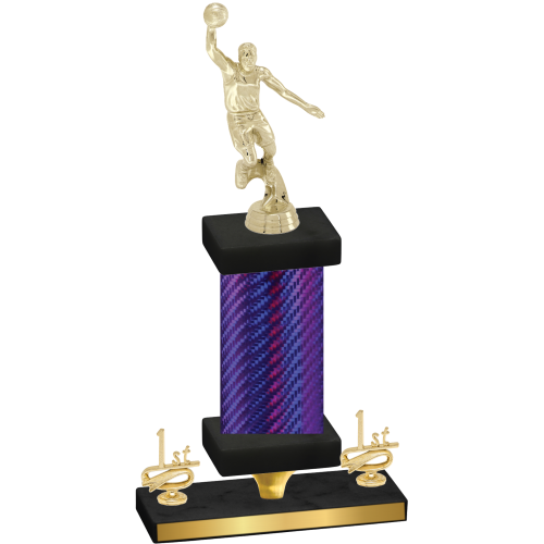 Premium Single Purple Carbon Fiber First Place Basketball Trophy