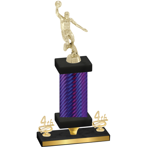 Premium Single Purple Carbon Fiber Fourth Place Basketball Trophy