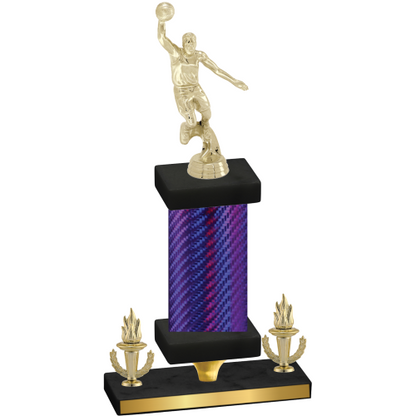 Premium Single Purple Carbon Fiber Victory Basketball Trophy