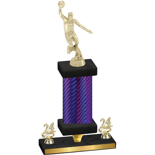 Premium Single Purple Carbon Fiber Year Basketball Trophy