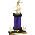 Premium Single Purple Carbon Fiber Second Place Flag Football Trophy