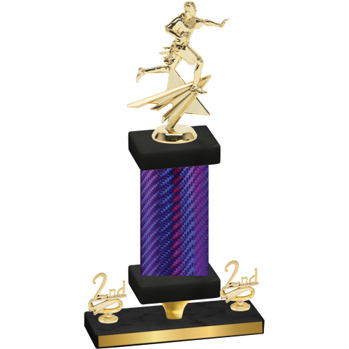 Premium Single Purple Carbon Fiber Second Place Flag Football Trophy