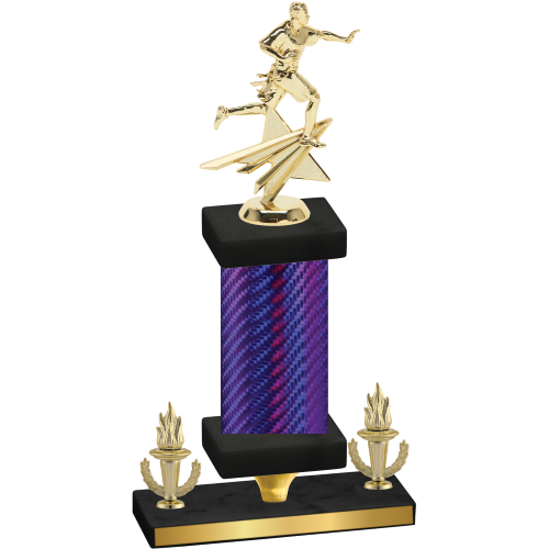 Premium Single Purple Carbon Fiber Victory Flag Football Trophy