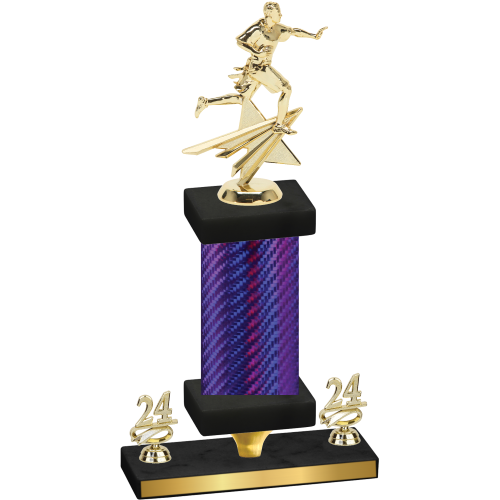 Premium Single Purple Carbon Fiber Year Flag Football Trophy