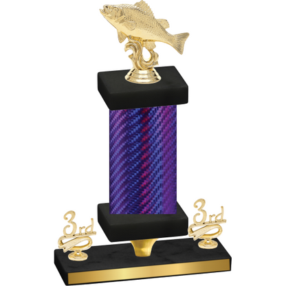 Premium Single Purple Carbon Fiber Third Place Fishing Trophy