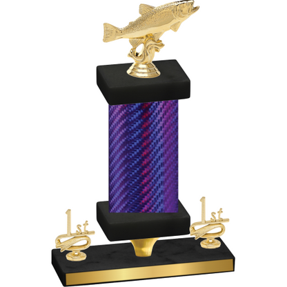 Premium Single Purple Carbon Fiber First Place Fishing Trophy