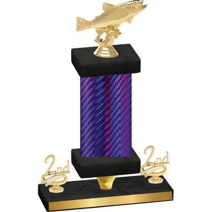 Premium Single Purple Carbon Fiber Second Place Fishing Trophy