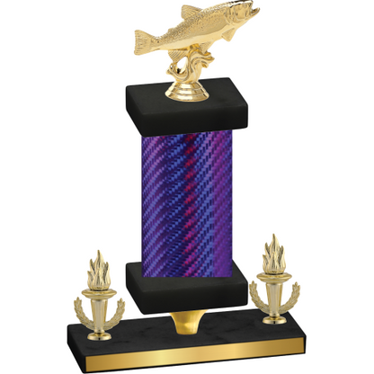 Premium Single Purple Carbon Fiber Victory Fishing Trophy