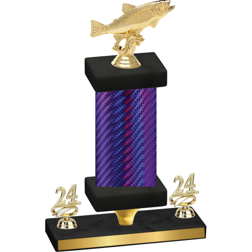 Premium Single Purple Carbon Fiber Year Fishing Trophy