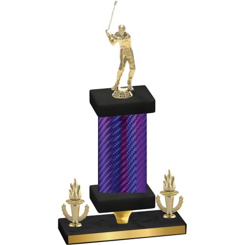 Premium Single Purple Carbon Fiber Victory Golf Trophy