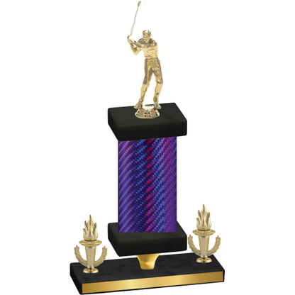 Premium Single Purple Carbon Fiber Victory Golf Trophy